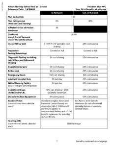 199883_S21_PG1  Freedom Blue PPO Your 2014 Benefits at a Glance  Milton Hershey School Post 65 - School