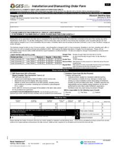 Installation and Dismantling Order Form: Imaging USA 2015 Exhibitor Resource