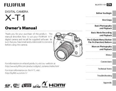 BL04701-101  DIGITAL CAMERA X-T1 Owner’s Manual