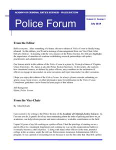 ACADEMY OF CRIMINAL JUSTICE SCIENCES - POLICE SECTION  Police Forum Volume 24 Number 1
