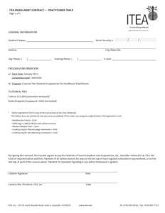 ITEA ENROLLMENT CONTRACT — PRACTITIONER TRACK Page 1 of 1 GENERAL INFORMATION  /