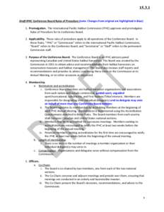 NRKPKN Draft IPHC Conference Board Rules of Procedure (note: Changes from original are highlighted in Blue) 1. Promulgation. The International Pacific Halibut Commission (IPHC) approves and promulgates Rules of Procedure