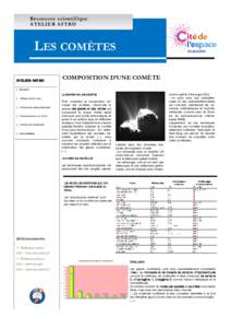 Ressource scientifique ATELIER ASTRO LES COMÈTES ATELIER ASTRO