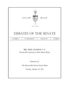 Debates of the Senate 1st SESSION .  41st PARLIAMENT