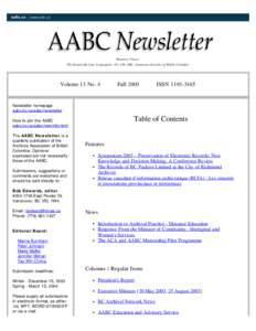 AABC Newsletter  - Vol.13 No.4 Fall 2003