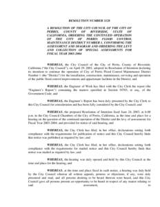 RESOLUTION NUMBER 3128 A RESOLUTION OF THE CITY COUNCIL OF THE CITY OF PERRIS, COUNTY OF RIVERSIDE,