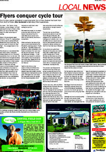 Fiordland Advocate  26 April, 2012 | Page 5 LOCAL NEWS Flyers conquer cycle tour