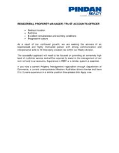 RESIDENTIAL PROPERTY MANAGER /TRUST ACCOUNTS OFFICER    