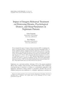 Mind / Sleep disorders / Sleep / Nightmare / Dream / Posttraumatic stress disorder / Rapid eye movement sleep / Polysomnography / Non-rapid eye movement sleep / Medicine / Psychiatry / Dreaming