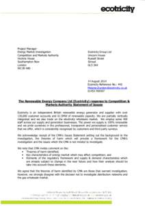 [removed]Ecotricity response to CMA Issues Statement-final  NON-CONFIDENTIAL