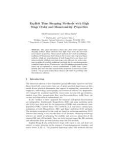 Explicit Time Stepping Methods with High Stage Order and Monotonicity Properties Emil Constantinescu1 and Adrian Sandu2 1  2