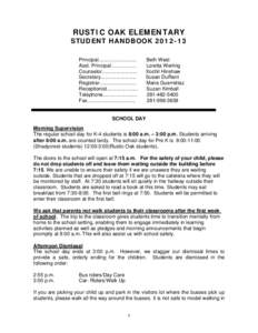 RUSTIC OAK ELEMENTARY  STUDENT HANDBOOK[removed]