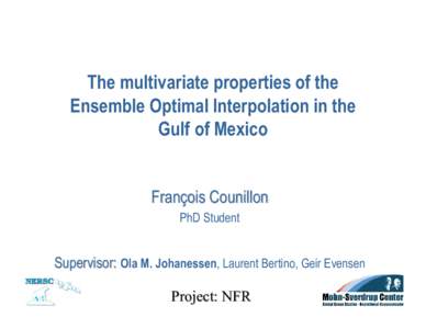 The multivariate properties of the Ensemble Optimal Interpolation in the Gulf of Mexico François Counillon PhD Student