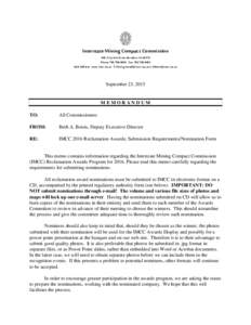 Interstate Mining Compact Commission 445-A Carlisle Drive, Herndon, VAPhone: Fax: Web Address: www.imcc.isa.us E-Mail:  or   September 23, 2015