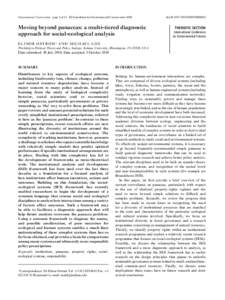 C Foundation for Environmental Conservation 2010 Environmental Conservation: page 1 of 13  Moving beyond panaceas: a multi-tiered diagnostic approach for social-ecological analysis