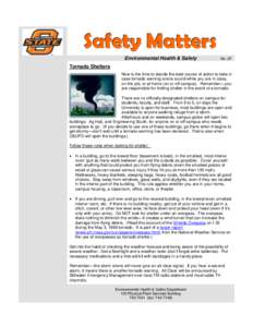 Safety Matters Environmental Health & Safety No. 25  Tornado Shelters