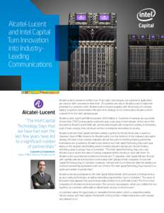 Alcatel-Lucent and Intel Capital Turn Innovation into IndustryLeading Communications