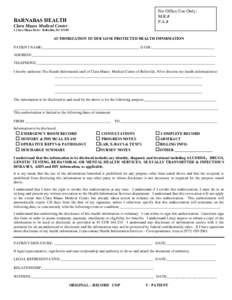 Clara Maass Medical Center Medical Records Release Form