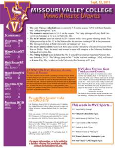 Sept. 12, 2011  Missouri Valley College Viking Athletic Updates Scoreboard Volleyball 9/6