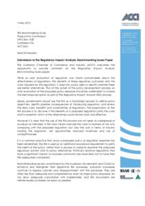 Submission 2 - Australian Chamber of Commerce and Industry - Regulatory Impact Analysis: Benchmarking - Commissioned study