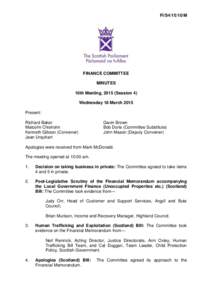 FI/S4M  FINANCE COMMITTEE MINUTES 10th Meeting, 2015 (Session 4) Wednesday 18 March 2015