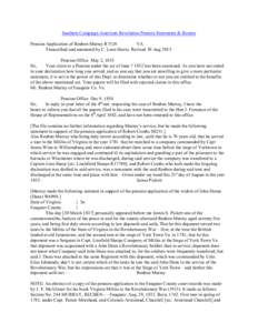 Southern Campaign American Revolution Pension Statements & Rosters Pension Application of Reuben Murray R7524 VA Transcribed and annotated by C. Leon Harris. Revised 30 Aug[removed]Pension Office May 2, 1833 Sir,