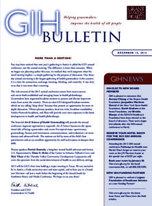 Helping grantmakers improve the health of all people BULLETIN DECEMBER 15, 2014