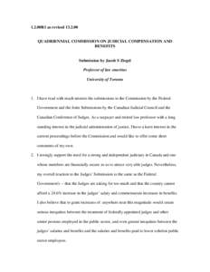 1.2.00R1 as revised[removed]QUADRIENNIAL COMMISSION ON JUDICIAL COMPENSATION AND BENEFITS  Submission by Jacob S Ziegel