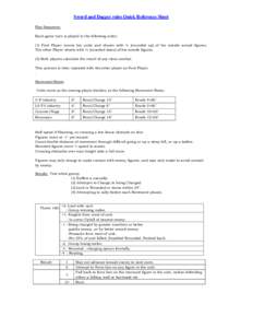 Sword and Dagger rules Quick Reference Sheet Play Sequence: Each game turn is played in the following order; (1) First Player moves his units and shoots with ½ (rounded up) of his missile armed figures. The other Player