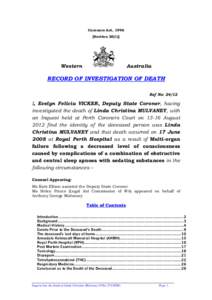 Coronial Inquest Finding - Linda Christina MULVANEY