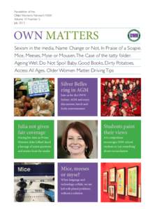 Newsletter of the Older Women’s Network NSW. Volume 10 Number 5. July[removed]OWN MATTERS