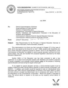 THE STATE EDUCATION DEPARTMENT / THE UNIVERSITY OF THE STATE OF NEW YORK / ALBANY, NY[removed]OFFICE OF VOCATIONAL AND EDUCATIONAL SERVICES FOR INDIVIDUALS WITH DISABILITIES STATEWIDE COORDINATOR FOR SPECIAL EDUCATION Room