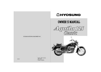 HYOSUNG MOTORS & MACHINERY INC.  1st Ed. Part NoG5110 APR. 2002.