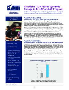 Pasadena ISD Creates Systemic Change in Pre-AP and AP Program a division of the National Math + Science Initiative