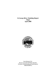 St George River Modeling Report Final April 2000 Paul Mitnik, P.E. Bureau of Land and Water Quality