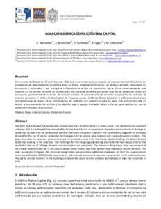 Paper N° 185  AISLACIÓN SÍSMICA EDIFICIO ÑUÑOA CAPITAL R. Retamales(1), R. Boroschek(2), V. Contreras(3), R. Lagos(4) y M. Lafontaine(5) (1)