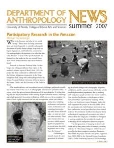 news  department of anthropology summer	 2007  University of Florida, College of Liberal Arts and Sciences