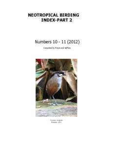 NEOTROPICAL BIRDING INDEX-PART 2 Numbers[removed]Compiled by Raymond Jeffers