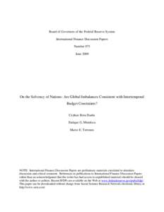 On the Solvency of Nations: Are Global Imbalances Consistent with Intertemporal Budget Constraints?