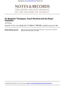 Downloaded from rsnr.royalsocietypublishing.org on March 25, 2014  Sir Benjamin Thompson, Count Rumford and the Royal