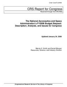 The National Aeronautics and Space Administration's FY2006 Budget Request: Description, Analysis, and Issues for Congress