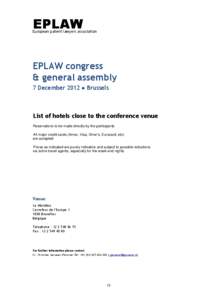 EPLAW  European patent lawyers association EPLAW congress & general assembly