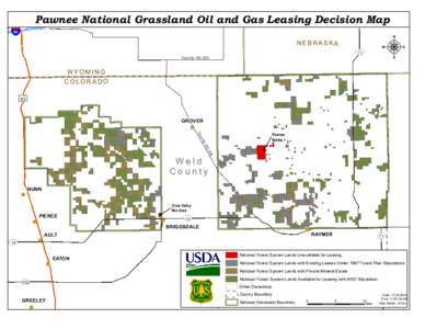 Pawnee National Grassland Oil and Gas Leasing Decision Map  CHEYENNE § ¦