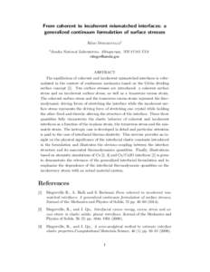From coherent to incoherent mismatched interfaces: a generalized continuum formulation of surface stresses ´mi Dingreville1 Re 1 Sandia