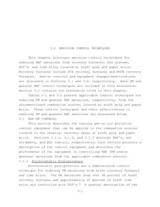 3.0  EMISSION CONTROL TECHNIQUES This chapter discusses emission control techniques for reducing HAP emissions from recovery furnaces, BLO systems,