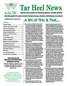 Fall/Winter 2011	  AAUW Tar Heel News AAUW NC Tar Heel News