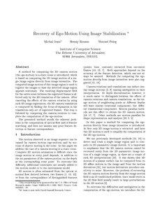 Recovery of Ego-Motion Using Image Stabilization  Michal Iraniy