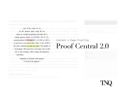 Content + Page Proofing  Proof Central 2.0 Salient Points
