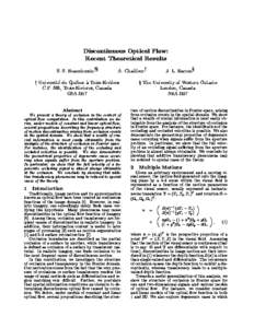 Discontinuous Optical Flow: Recent Theoretical Results S. S. Beaucheminyx y