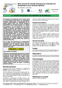 Bilan mensuel de l’activité volcanique de la Soufrière de Guadeloupe et de la sismicité régionale No – juin 2015 ISSNpage 1 sur 3